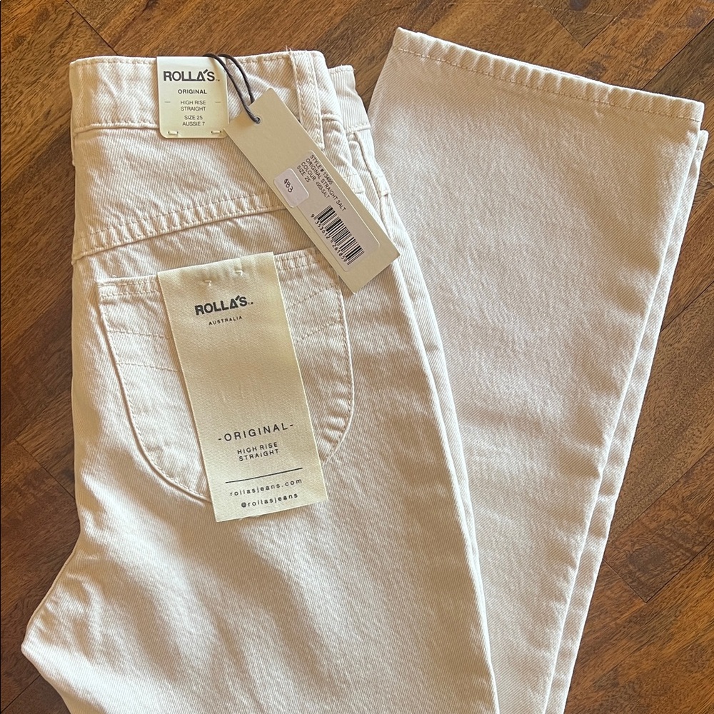 ROLLA'S Women's High Rise Straight Leg Salt White NWT size 25